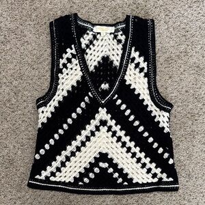 Rebellion Black and White Crochet Tank Top